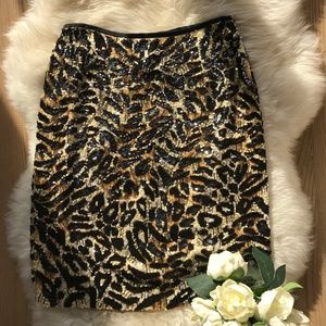 ESCADA leopard print sequin silk pencil skirt GORGEOUS!